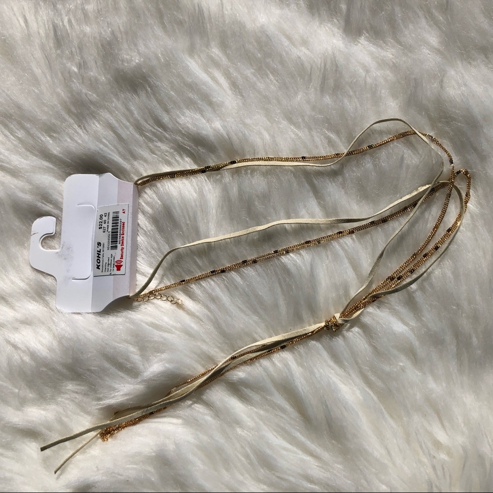 NWT LC Lauren Conrad Y- shape necklace tri tone - Picture 5 of 7